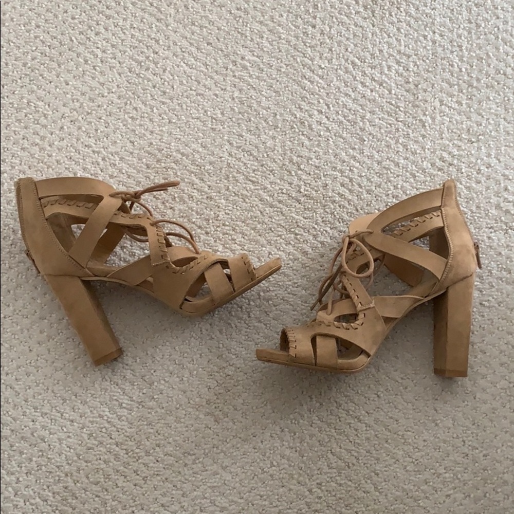 Nude suede wedges